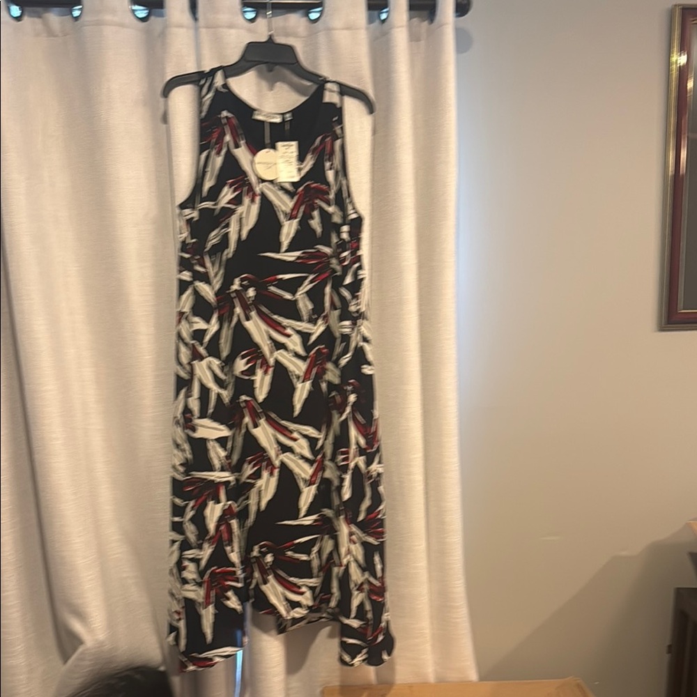 Donna Ricco Black and White Halter Wrap Midi Dress